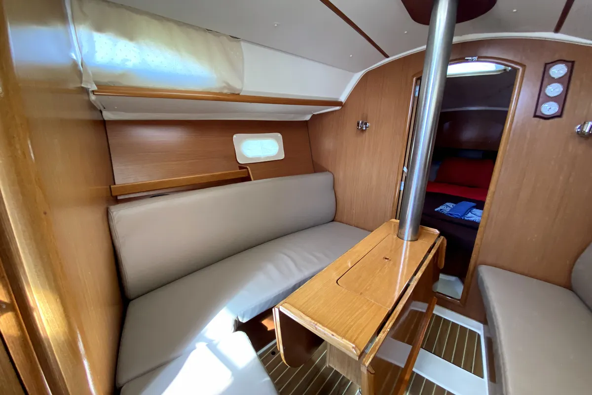 Salon of Zarif, a Jeanneau Sun Odyssey 32 sailboat at Fethiye, Turkey