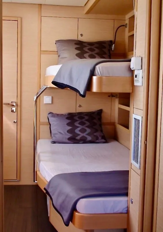 Cabin on Camaron, a Lagoon 620 catamaran at Bodrum, Turkey