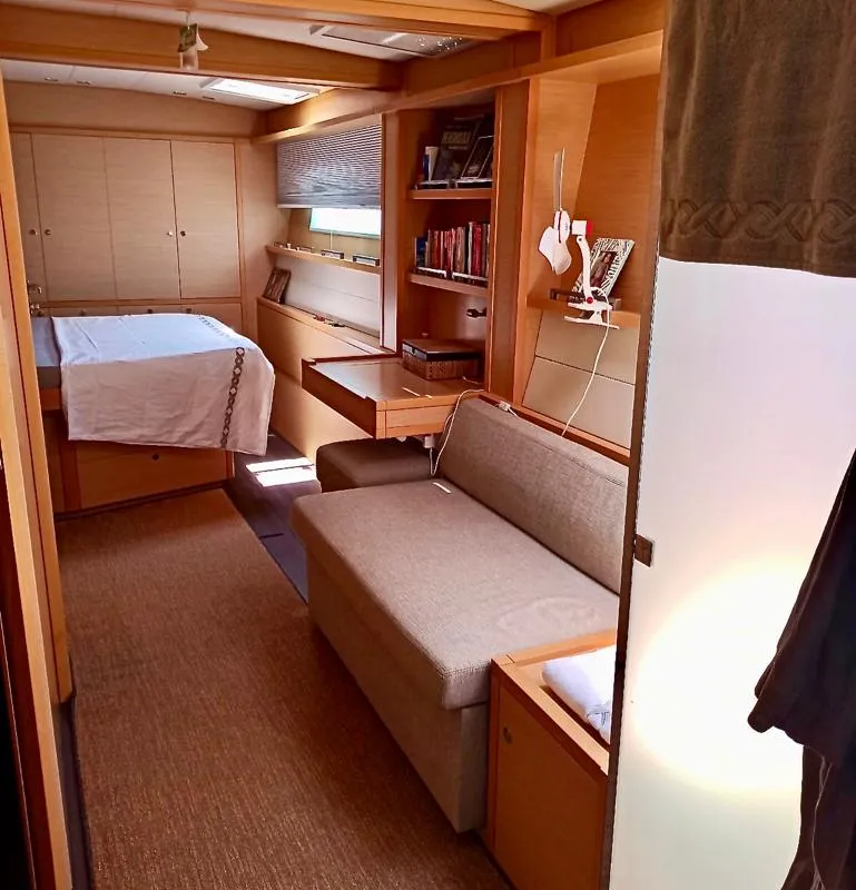 Cabin on Camaron, a Lagoon 620 catamaran at Bodrum, Turkey