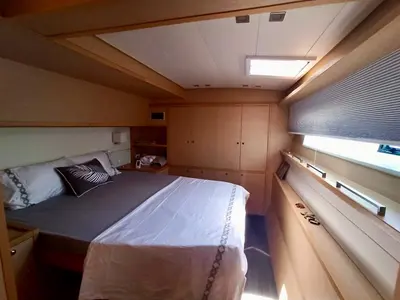 Cabin on Camaron, a Lagoon 620 catamaran at Bodrum, Turkey