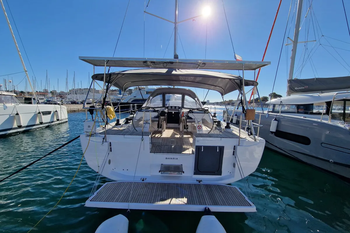 Exterior view of Eileen, a Bavaria C46 sailboat at Zadar, Croatia