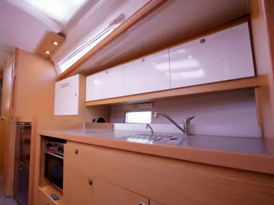 Galley of Blue Dream, a Dufour 390 sailboat at Municipal Unit of Lefkada, Greece