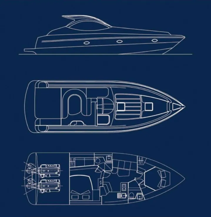 Floor plan of NN4, a Bruno Abatte Primatist G 41.2 motor yacht at Olbia, Italy