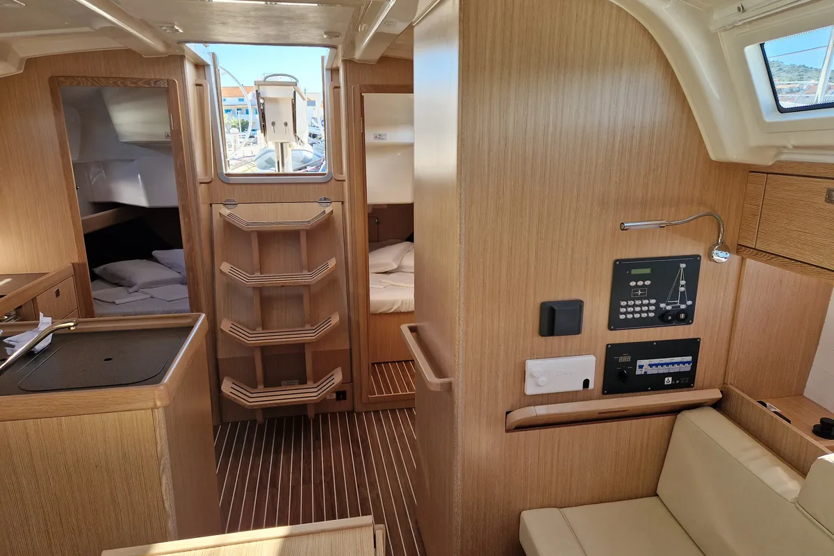 Galley of Sayra, a Bavaria Cruiser 37 sailboat at Murter, Croatia