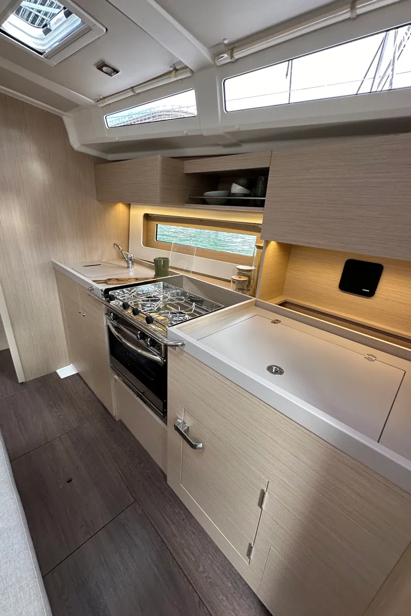 Galley of Aquarius, a Beneteau Oceanis 37.1 sailboat at Olbia, Italy
