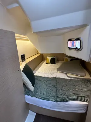 Cabin on Aquarius, a Beneteau Oceanis 37.1 sailboat at Olbia, Italy
