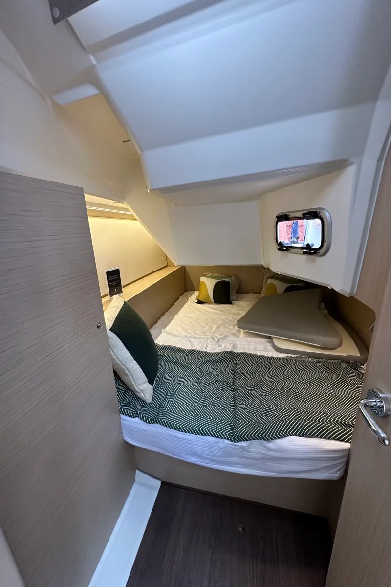 Cabin on Aquarius, a Beneteau Oceanis 37.1 sailboat at Olbia, Italy