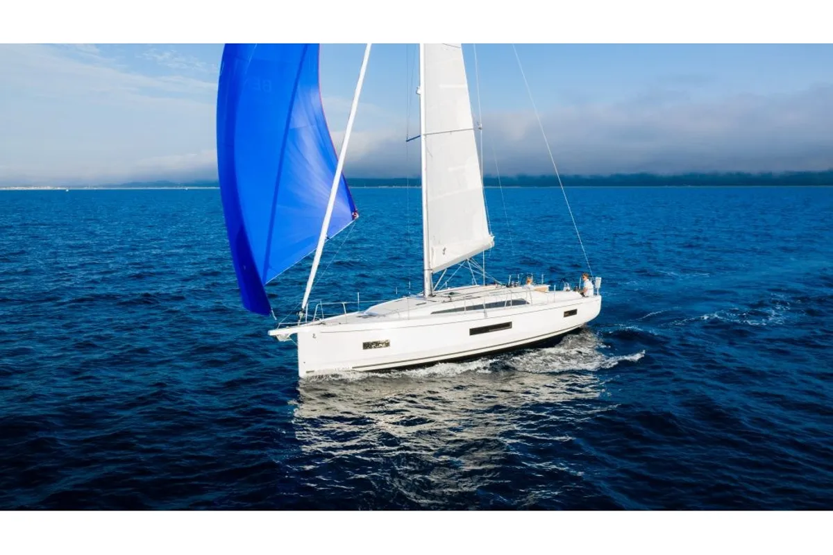 Exterior view of Aquarius, a Beneteau Oceanis 37.1 sailboat at Olbia, Italy