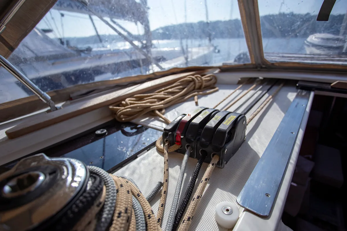 Salon of Skyra, a Dufour 412 GL sailboat at Grad Pula, Croatia