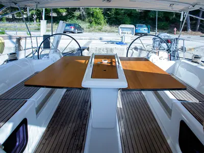 Salon of Skyra, a Dufour 412 GL sailboat at Grad Pula, Croatia