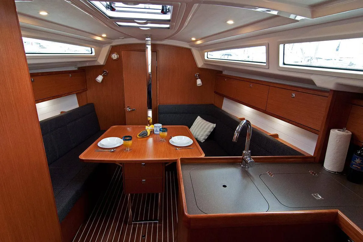 Salon of Adria Maša, a Bavaria Cruiser 34 sailboat at Split, Croatia
