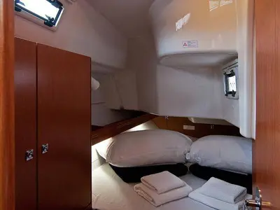 Cabin on Adria Maša, a Bavaria Cruiser 34 sailboat at Split, Croatia