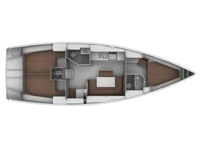 Floor plan of Bavaria 40 Cruiser, a sailboat at Preveza, Greece