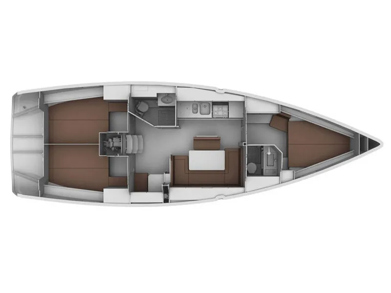 Floor plan of Bavaria 40 Cruiser, a sailboat at Preveza, Greece