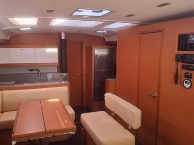 Salon of Atua, a Dufour 530 sailboat at Tonnarella, Italy