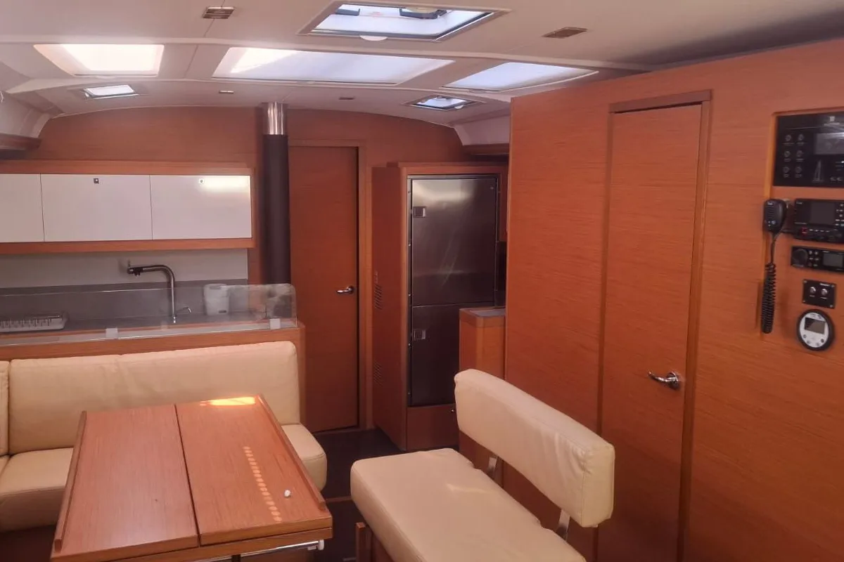 Salon of Atua, a Dufour 530 sailboat at Tonnarella, Italy