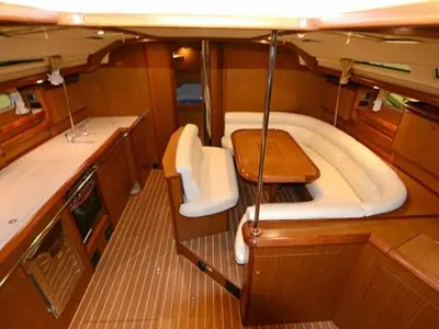 Salon of Don Pepe, a Jeanneau Sun Odyssey 49 sailboat at Santa Maria di Leuca, Italy
