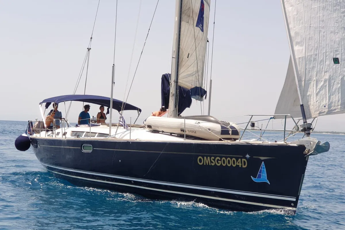 Exterior view of Don Pepe, a Jeanneau Sun Odyssey 49 sailboat at Santa Maria di Leuca, Italy