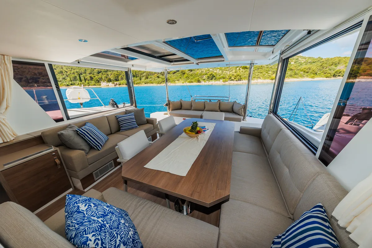 Salon of Sunshine, a Bali 4.6 catamaran at Seget Donji, Croatia