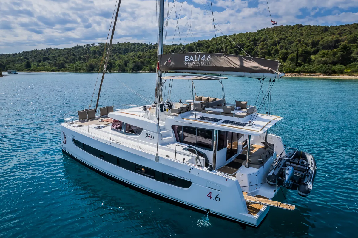 Exterior view of Sunshine, a Bali 4.6 catamaran at Seget Donji, Croatia