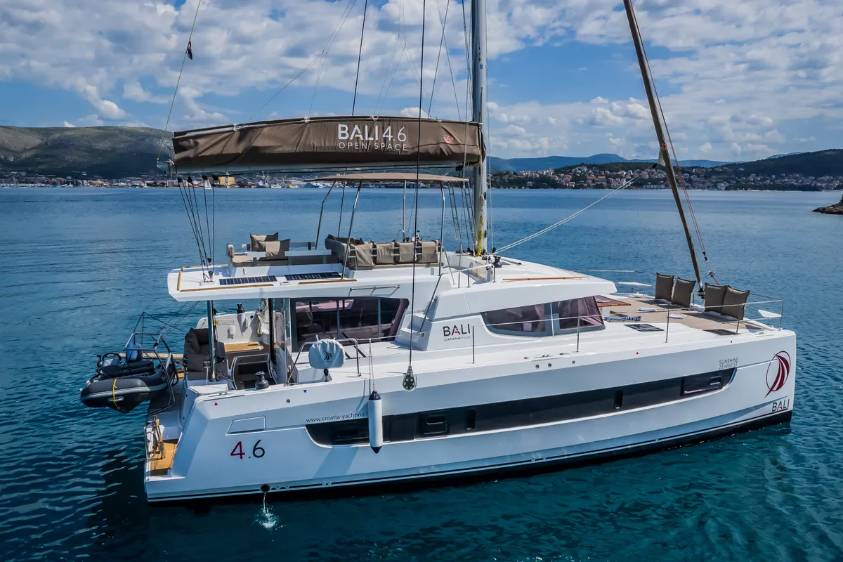 Exterior view of Sunshine, a Bali 4.6 catamaran at Seget Donji, Croatia