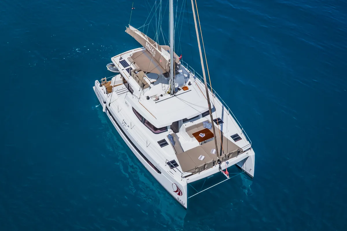Exterior view of Sunshine, a Bali 4.6 catamaran at Seget Donji, Croatia
