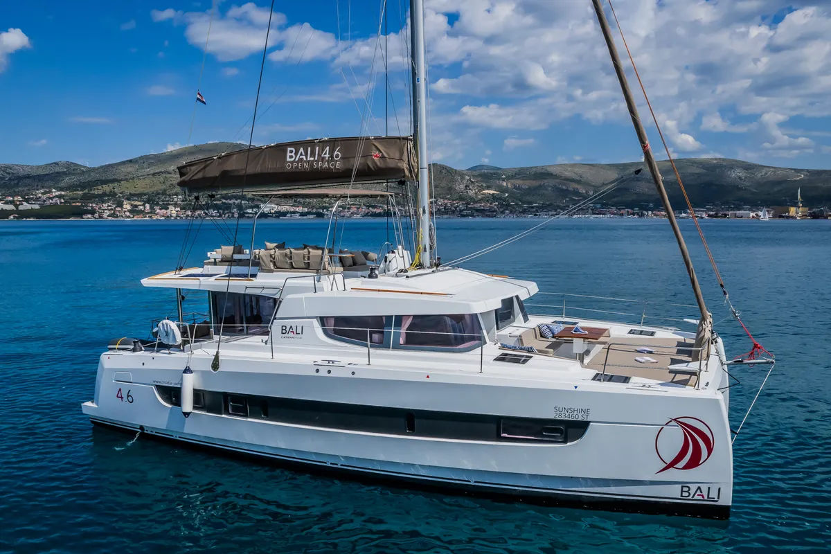 Exterior view of Sunshine, a Bali 4.6 catamaran at Seget Donji, Croatia