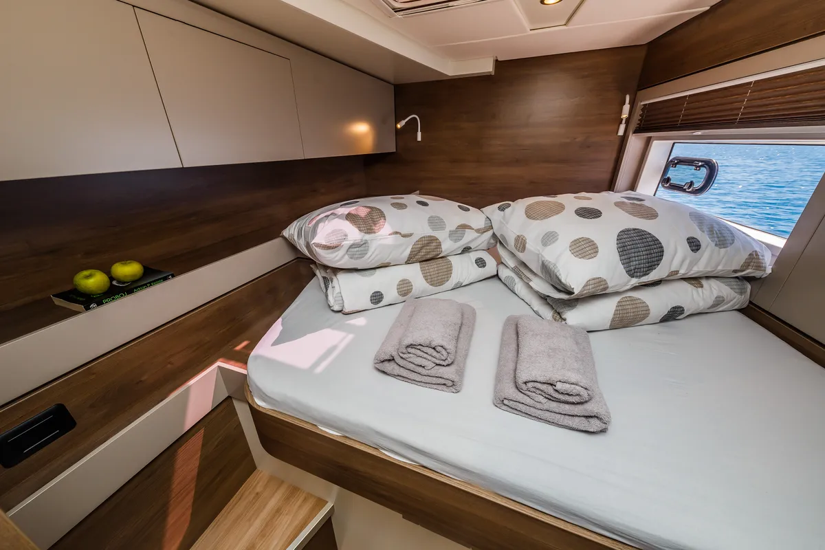 Cabin on Sunshine, a Bali 4.6 catamaran at Seget Donji, Croatia