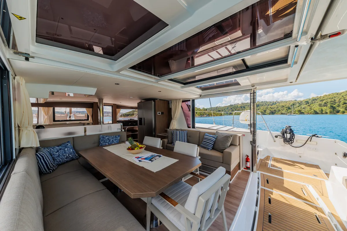 Salon of Sunshine, a Bali 4.6 catamaran at Seget Donji, Croatia