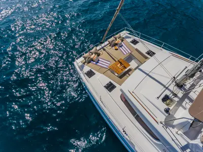 Deck of Sunshine, a Bali 4.6 catamaran at Seget Donji, Croatia