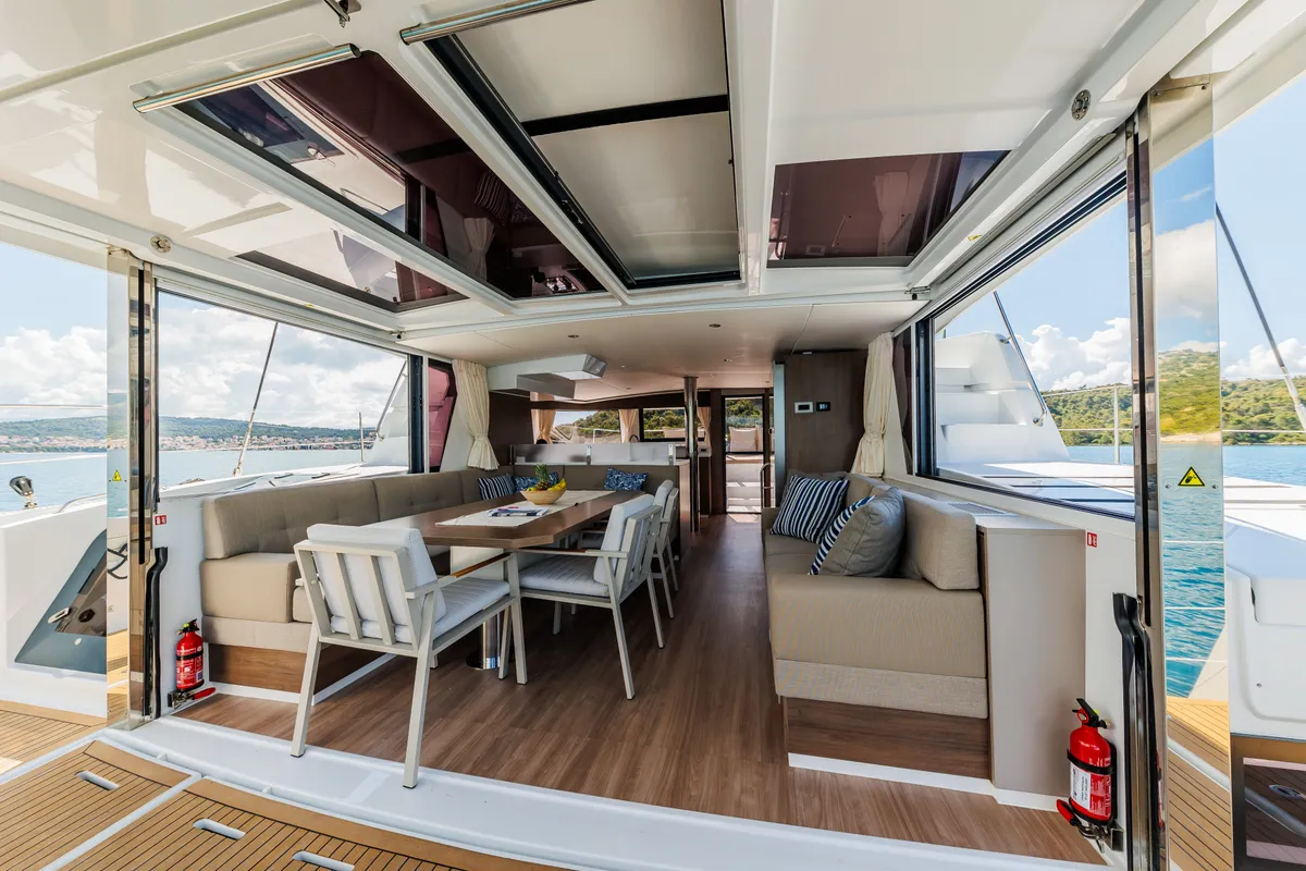 Salon of Sunshine, a Bali 4.6 catamaran at Seget Donji, Croatia