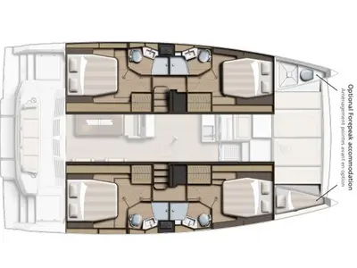 Floor plan of Tiraminelli, a Bali 4.4 catamaran at Palma de Mallorca, Spain
