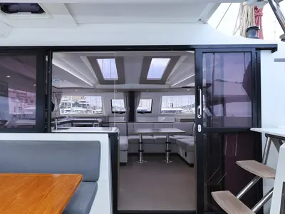 Salon of Sun Office, a Fountaine Pajot Elba 45 - 4 + 2 cab. catamaran at Trogir, Croatia