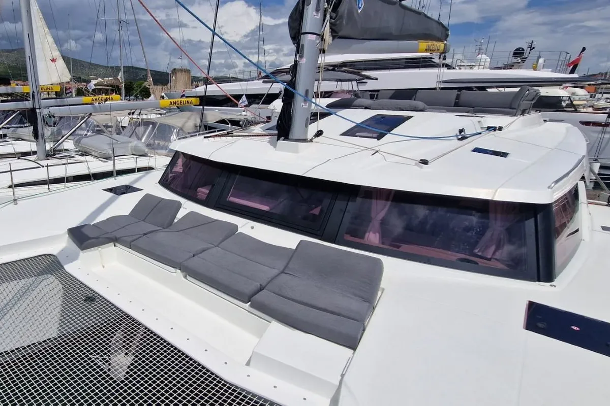 Deck of Sun Office, a Fountaine Pajot Elba 45 - 4 + 2 cab. catamaran at Trogir, Croatia