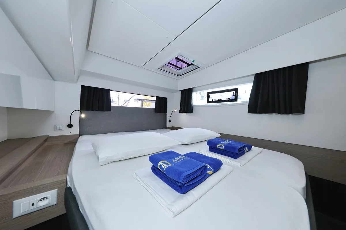 Cabin on Sun Office, a Fountaine Pajot Elba 45 - 4 + 2 cab. catamaran at Trogir, Croatia