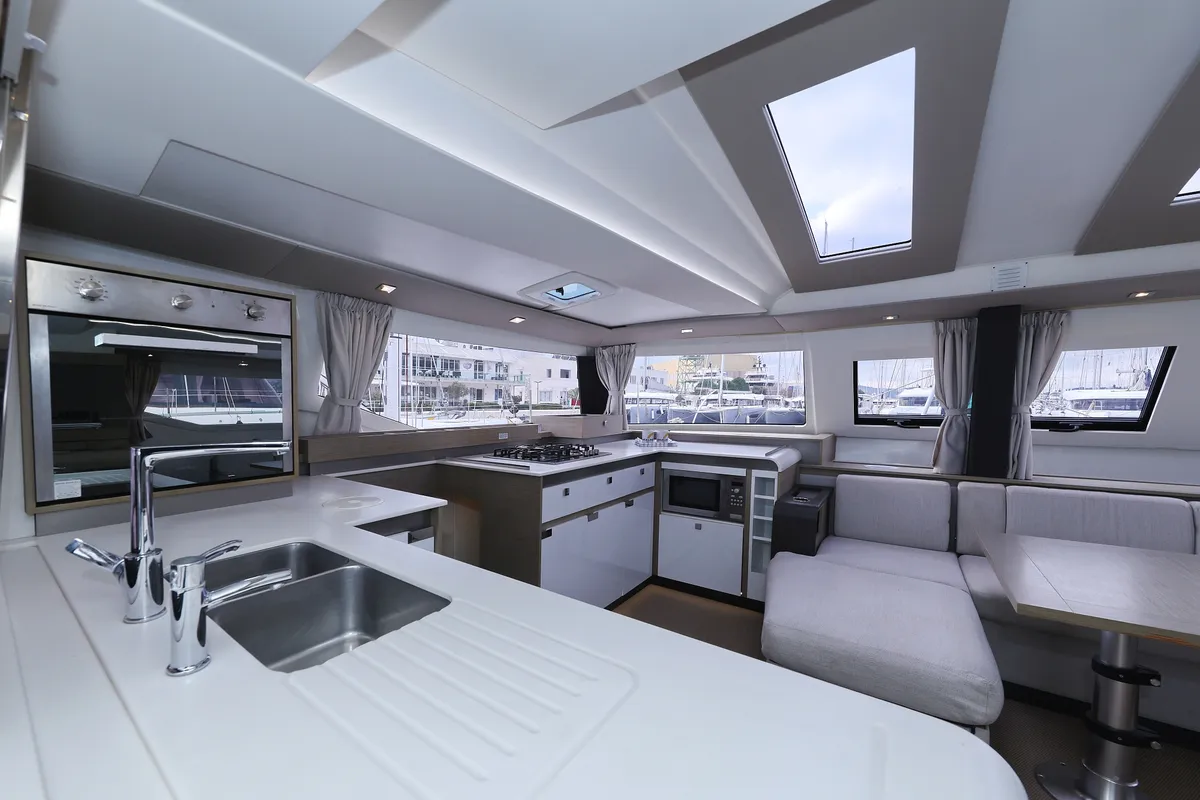 Galley of Sun Office, a Fountaine Pajot Elba 45 - 4 + 2 cab. catamaran at Trogir, Croatia