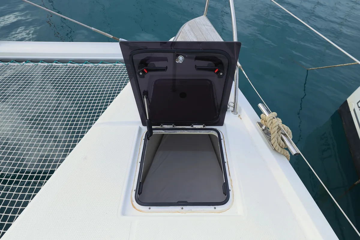 Deck of Sun Office, a Fountaine Pajot Elba 45 - 4 + 2 cab. catamaran at Trogir, Croatia