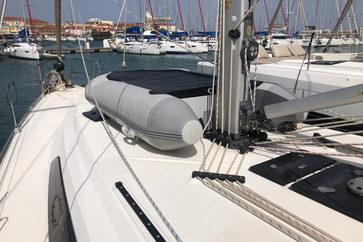 Deck of Amore Bavaria 46 Cruiser, a Bavaria 46 Cruiser sailboat at Municipal Unit of Lefkada, Greece
