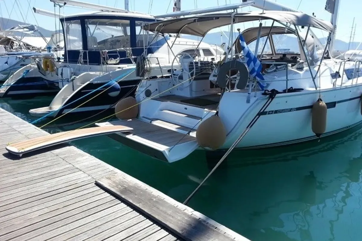 Exterior view of Amore Bavaria 46 Cruiser, a Bavaria 46 Cruiser sailboat at Municipal Unit of Lefkada, Greece