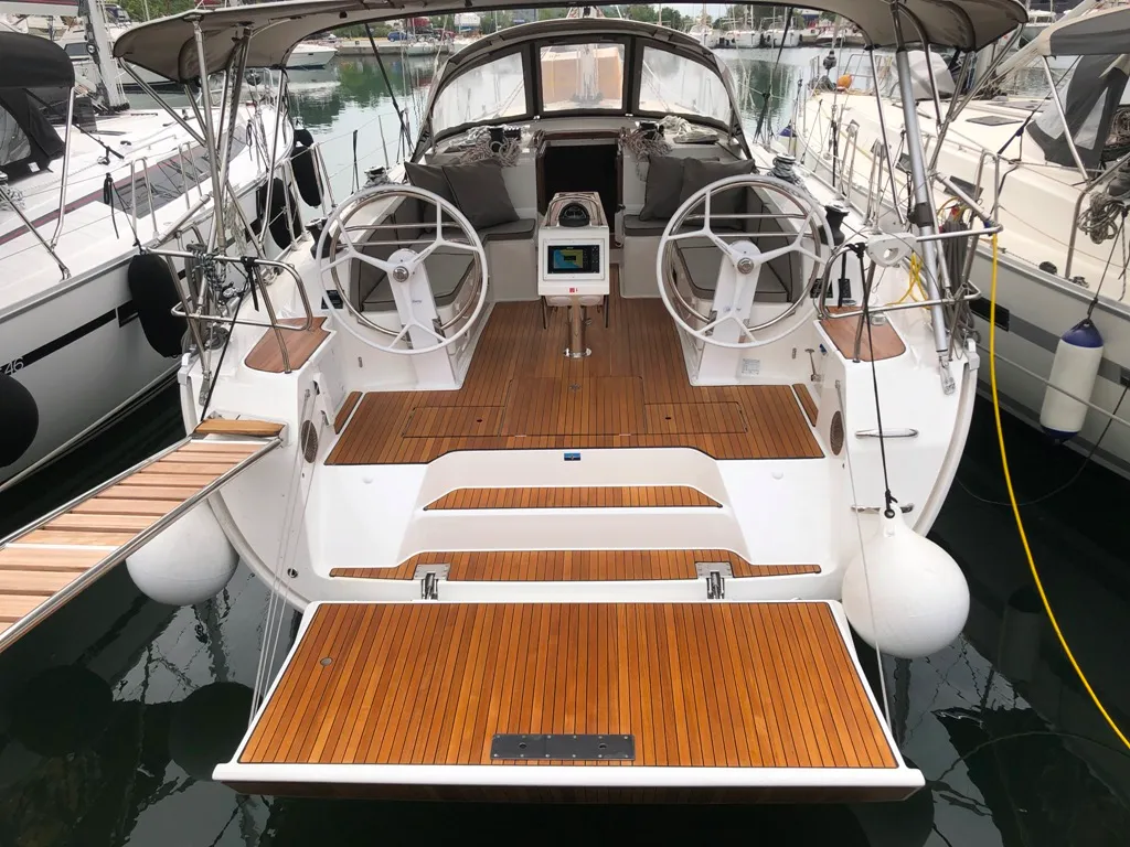 Exterior view of Amore Bavaria 46 Cruiser, a Bavaria 46 Cruiser sailboat at Municipal Unit of Lefkada, Greece