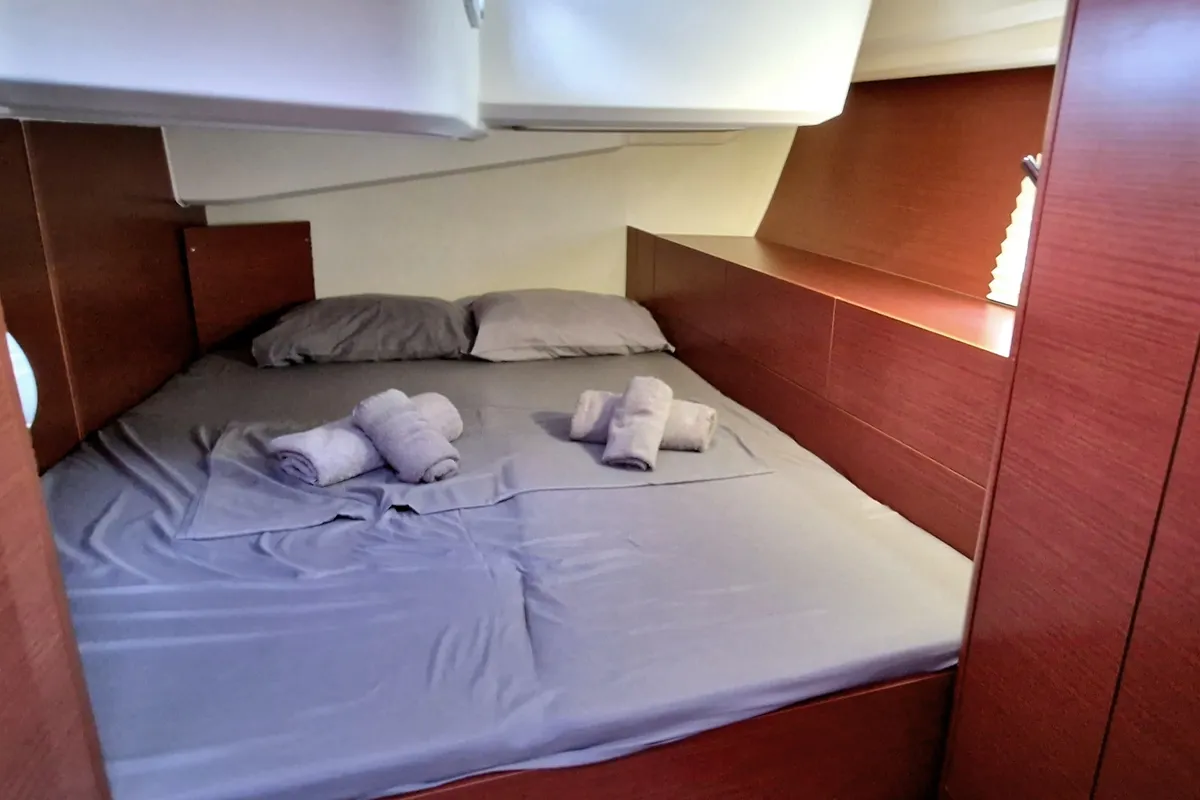 Cabin on Moby Dick, a Hanse 508 sailboat at Thessaloniki, Greece
