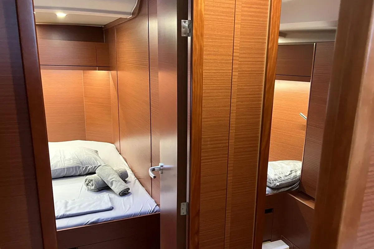 Cabin on Moby Dick, a Hanse 508 sailboat at Thessaloniki, Greece