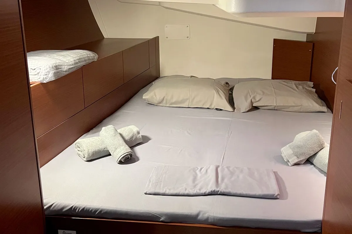 Cabin on Moby Dick, a Hanse 508 sailboat at Thessaloniki, Greece
