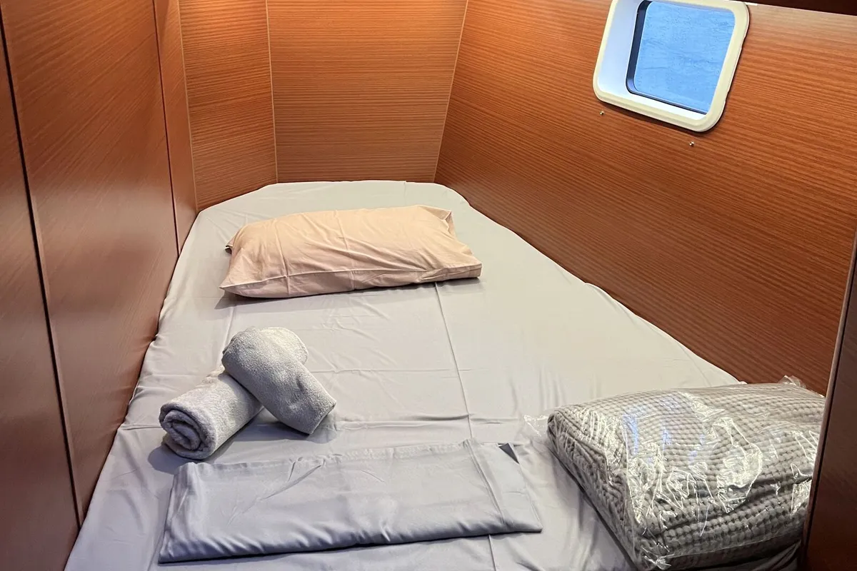 Cabin on Moby Dick, a Hanse 508 sailboat at Thessaloniki, Greece
