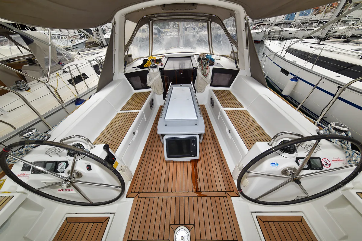 Cockpit of Hope, a Beneteau Oceanis 41 sailboat at Zadar, Croatia