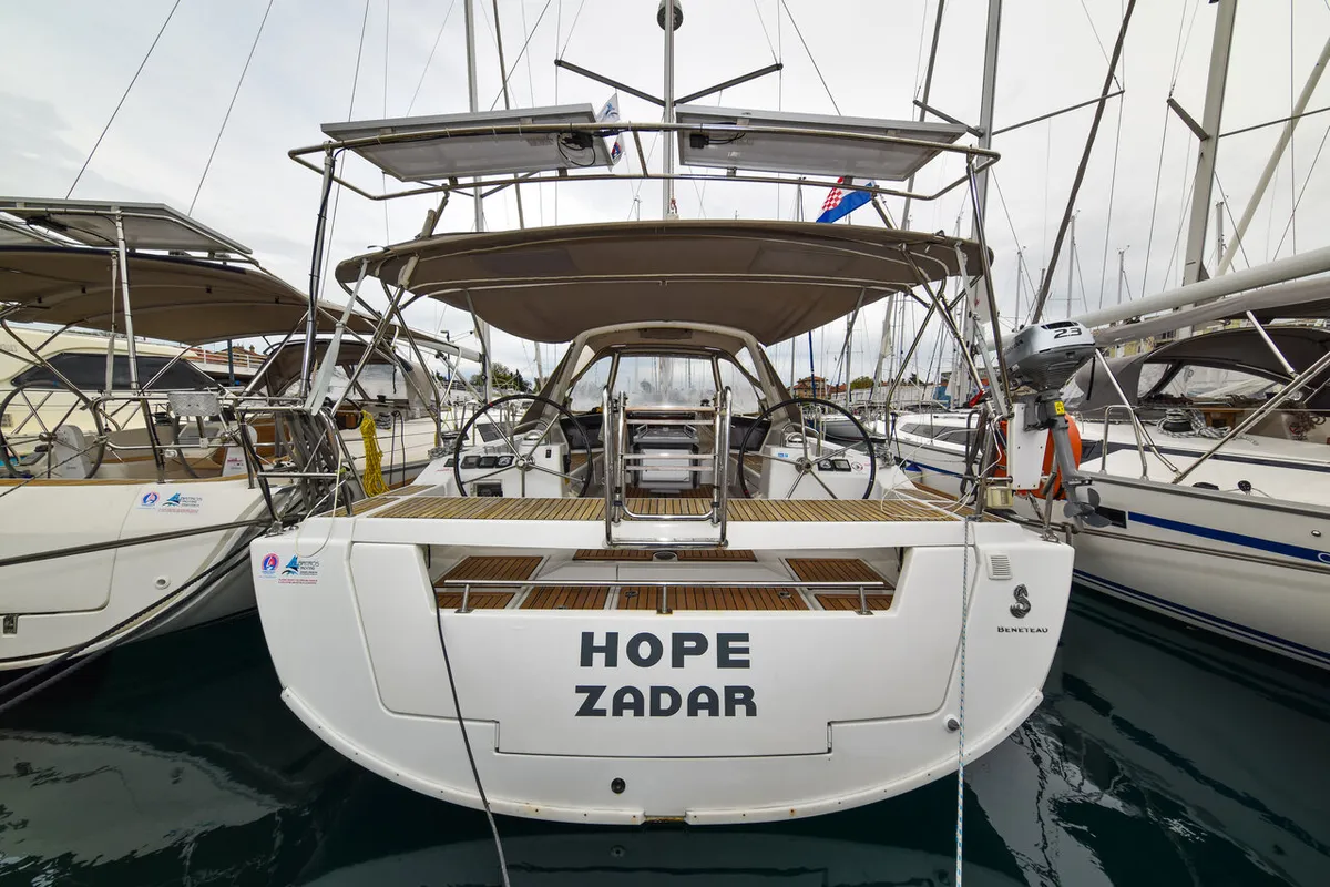 Exterior view of Hope, a Beneteau Oceanis 41 sailboat at Zadar, Croatia