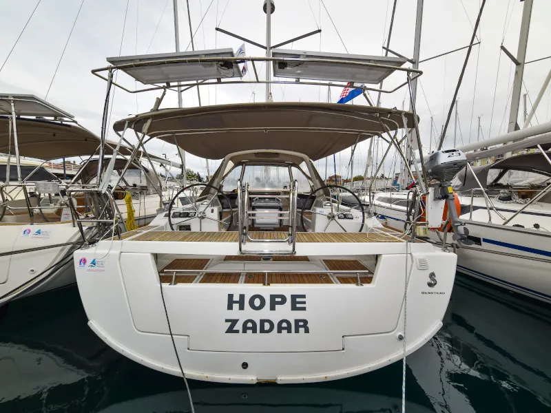 Exterior view of Hope, a Beneteau Oceanis 41 sailboat at Zadar, Croatia