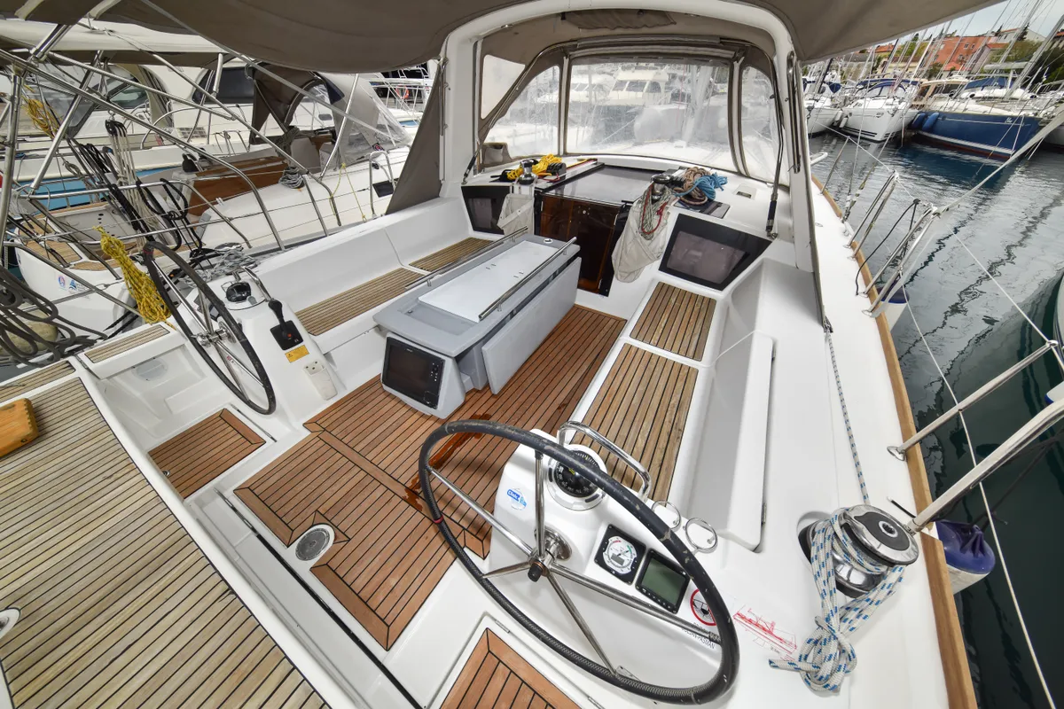 Cockpit of Hope, a Beneteau Oceanis 41 sailboat at Zadar, Croatia