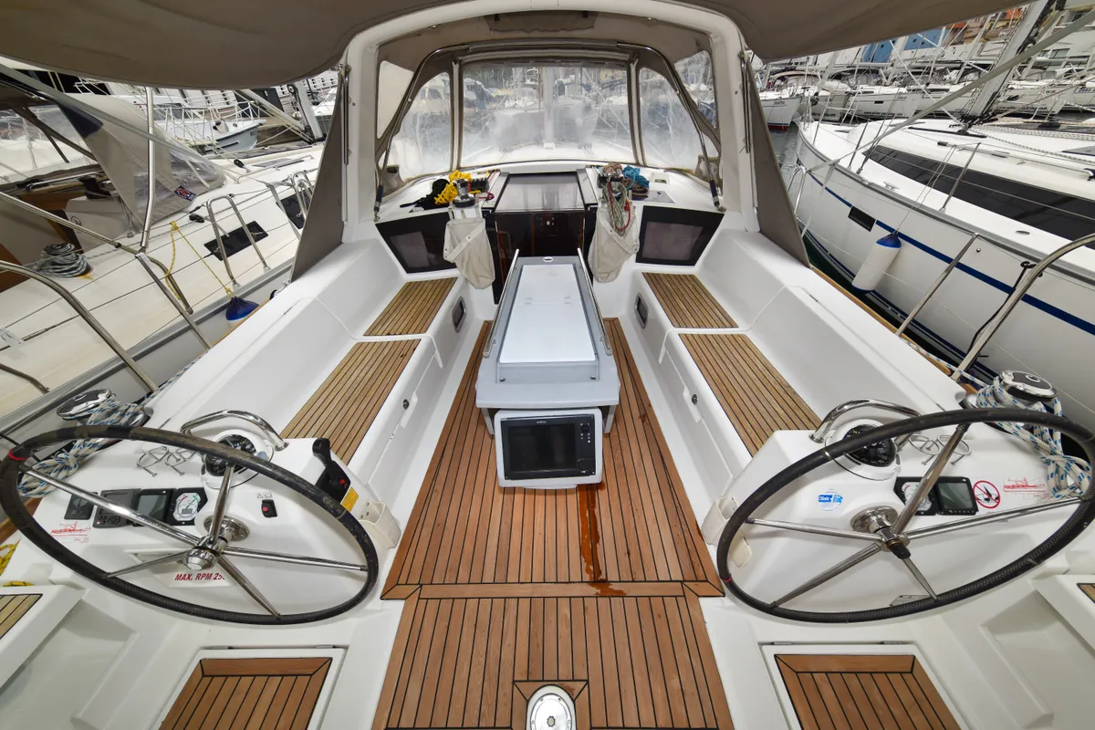 Cockpit of Hope, a Beneteau Oceanis 41 sailboat at Zadar, Croatia
