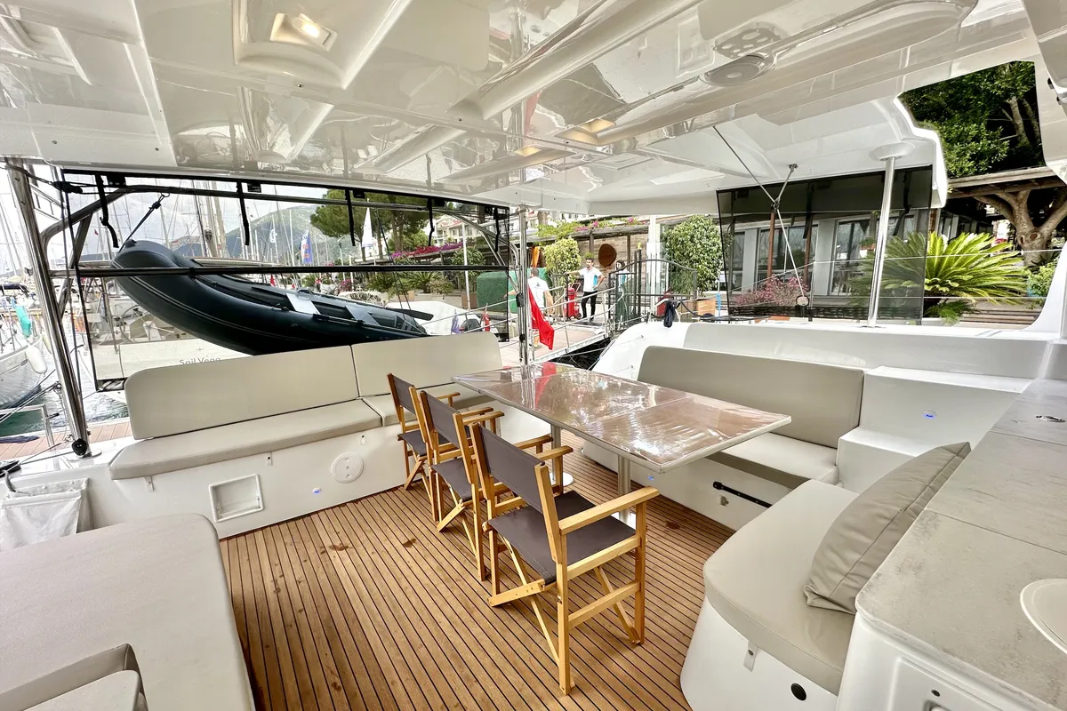 Galley of Sail Pegasus, a Lagoon 46 catamaran at Fethiye, Turkey